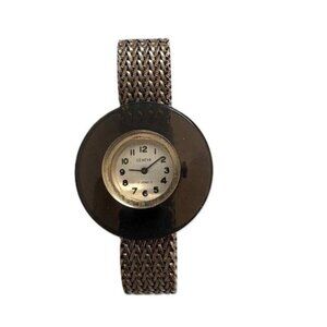 1970s Vtg Geneva Lucite Bezel Analog Wind Up Wrist Watch - It Works!